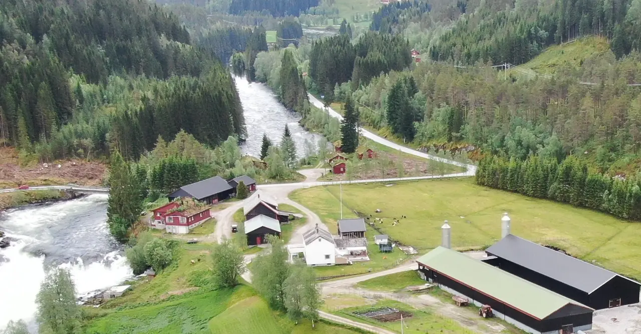 Gården og fossen i Gaula
