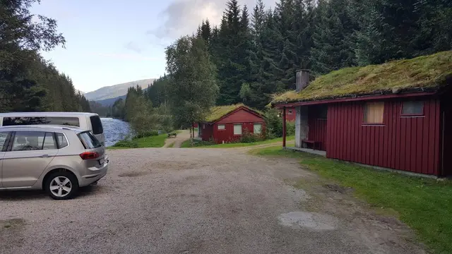 The yard by the cabins
