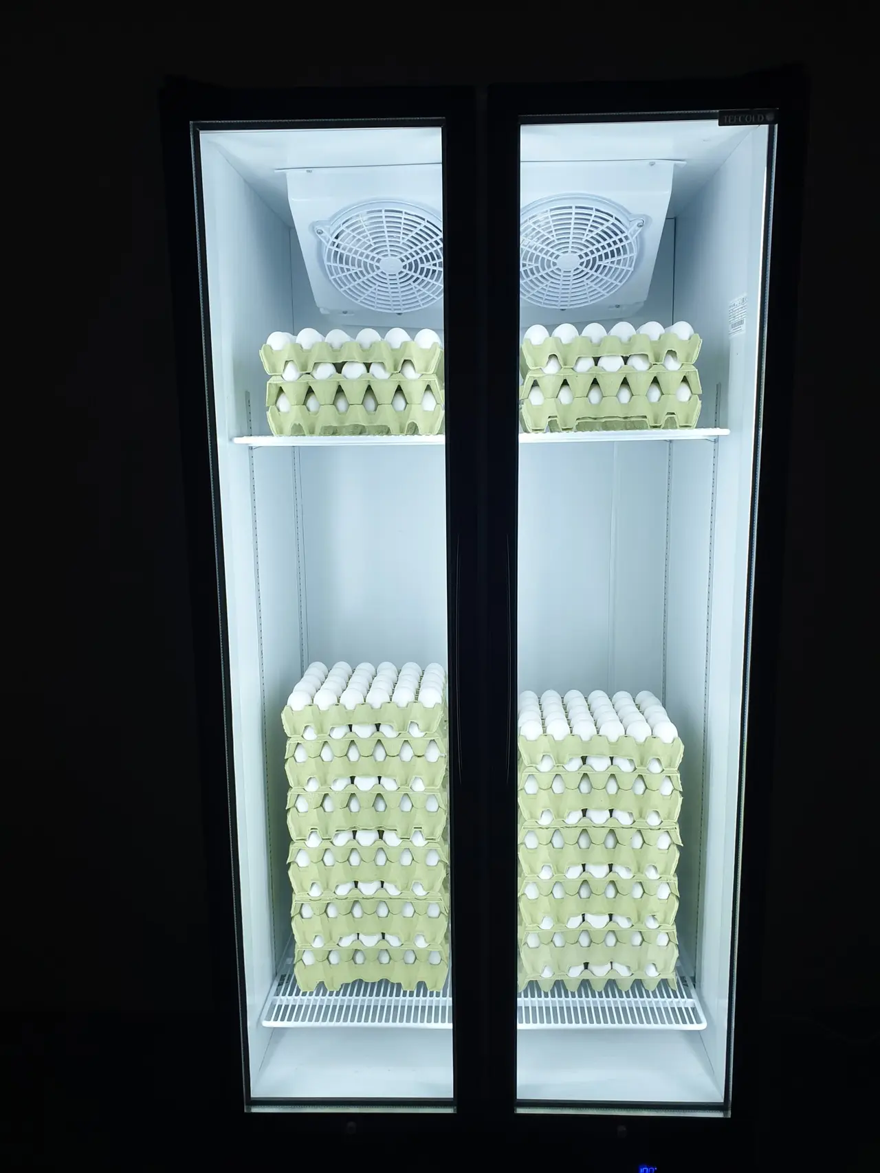 Kjøleskap fullt av eggbrett